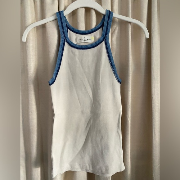 imogene + willie White Tank Top with Blue Trim - Picture 2 of 3